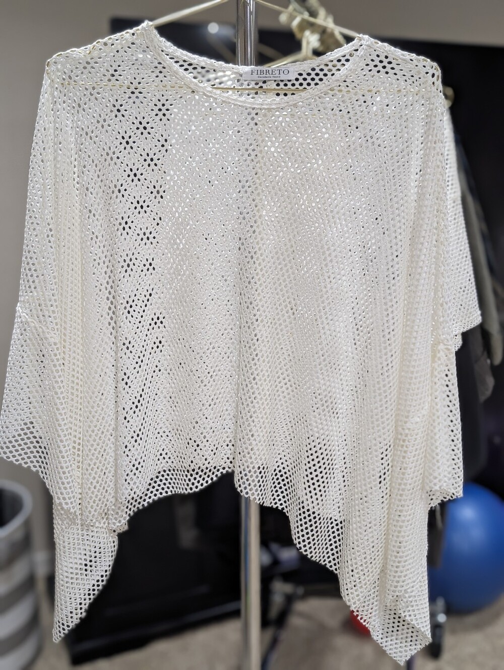 Fibreto Cream Open Knit Poncho
